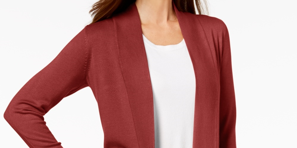 JM Collection Women's Open-Front Cardigan Red Size XX-Large