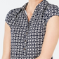 Charter Club Women's Short Sleeve Printed Polo Top Black Size X-Large