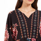 Style & Co Women's Printed Handkerchief-Hem Peasant Top Black Size Medium