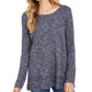 Style & Co Women's Pointelle Trim Marled Tunic Sweater Blue Size Small