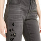 INC International Concepts Women's Flocked Leopard Print Skinny Jeans Black Size 4