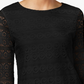 Charter Club Women's 3/4 Sleeve Lace Top Black Size XX-Large