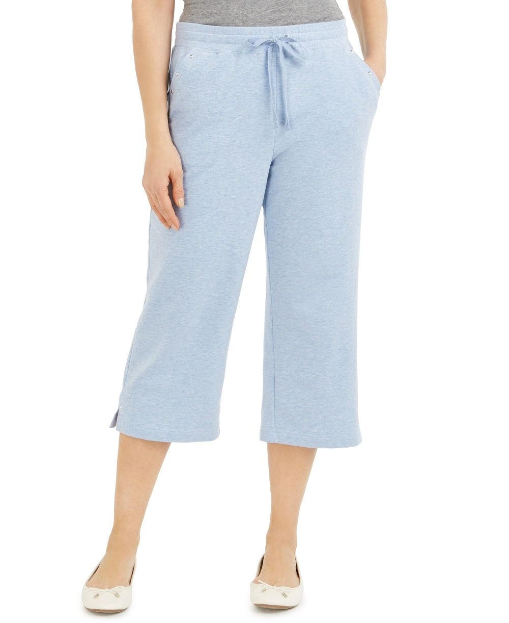 Karen Scott Women's Drawstring-Waist Capri Pants Blue Size Small