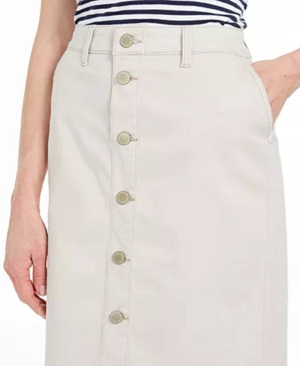 Charter Club Women's Denim Button-Front Skirt  Beige Size 16