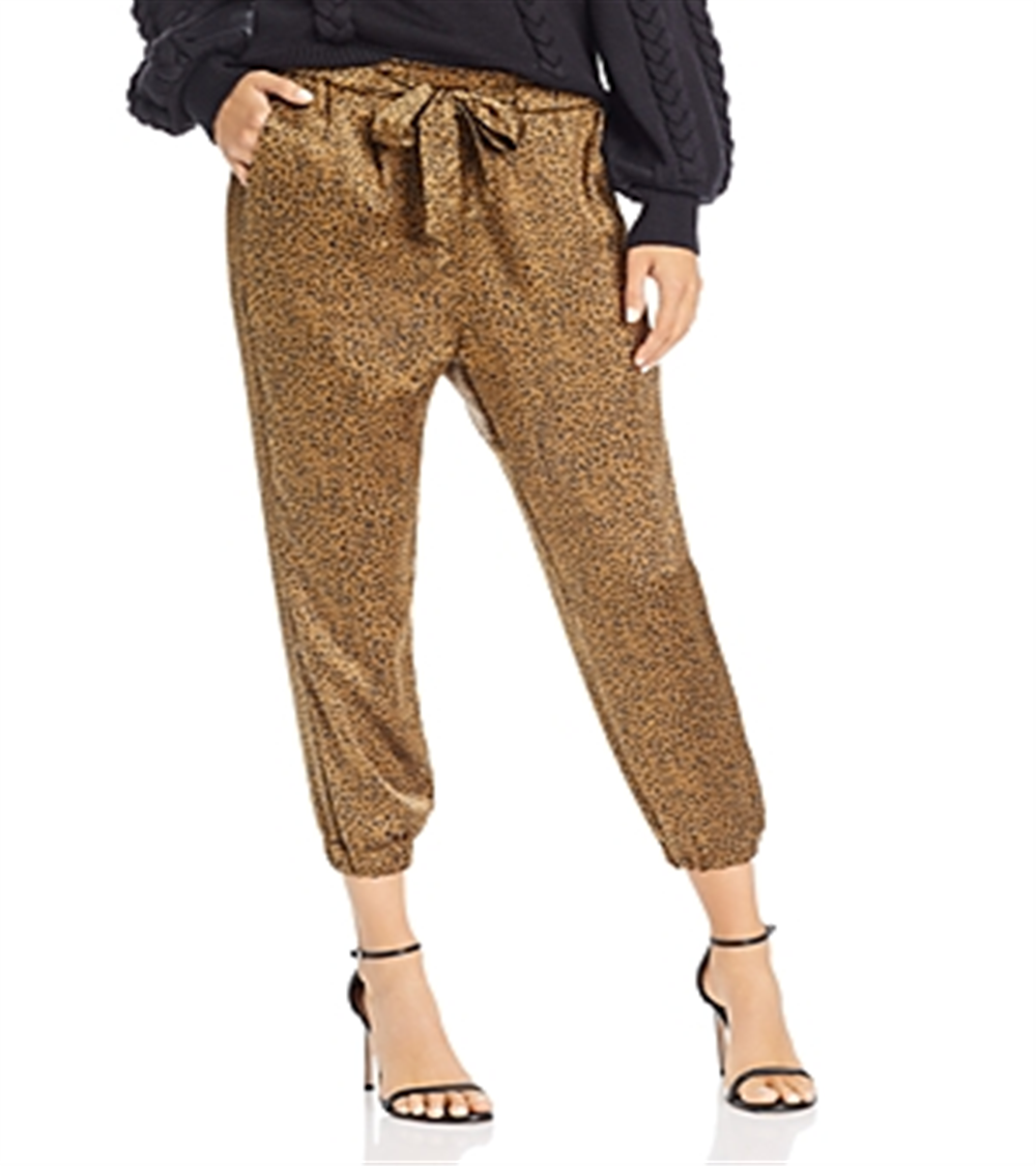 Joie Women's Sequoya Leopard Print Jogger Pants Gold Size L