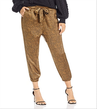 Joie Women's Sequoya Leopard Print Jogger Pants Gold Size L