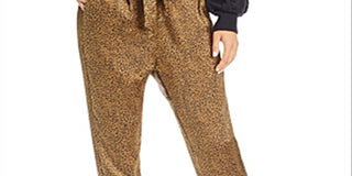 Joie Women's Sequoya Leopard Print Jogger Pants Gold Size L