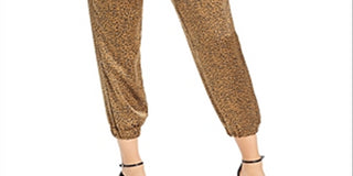 Joie Women's Sequoya Leopard Print Jogger Pants Gold Size L