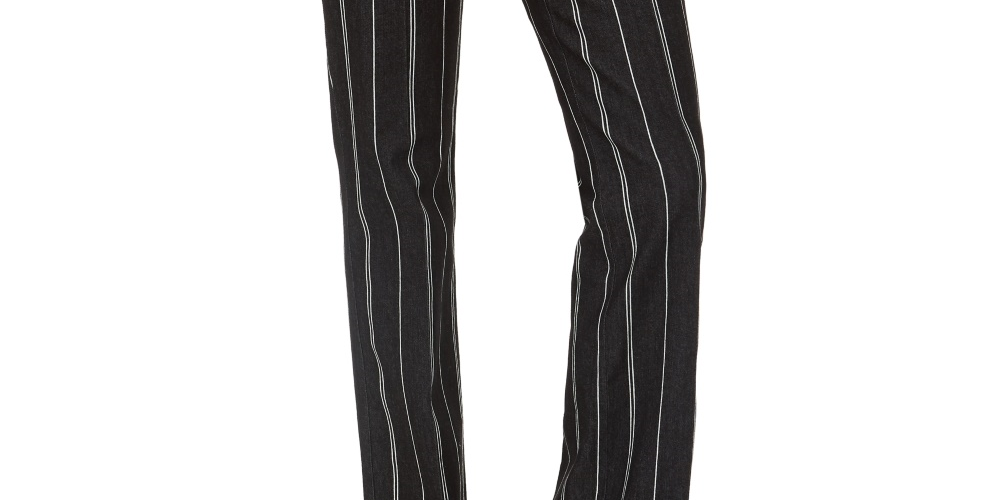 Charter Club Women's Denim Pinstriped Trousers Blue Size 10