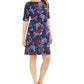 Karen Scott Women's Printed Boat Neck Dress Blue Size Small
