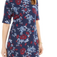 Karen Scott Women's Printed Boat Neck Dress Blue Size Small