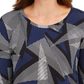 JM Collection Women's Printed 3/4 Sleeve Scoop Neck Top Blue Size X-Small