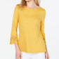 Charter Club Women's Cotton Lace Trim Top Yellow Size X-Large