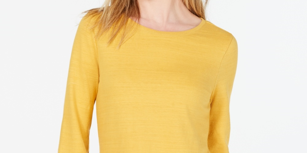 Charter Club Women's Cotton Lace Trim Top Yellow Size X-Large