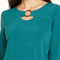 JM Collection Women's Ring Neck 3/4 Sleeve Top Green Size PS