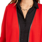 Charter Club Women's Faux Leather Trim Colorblock Cardigan Red Size PXL
