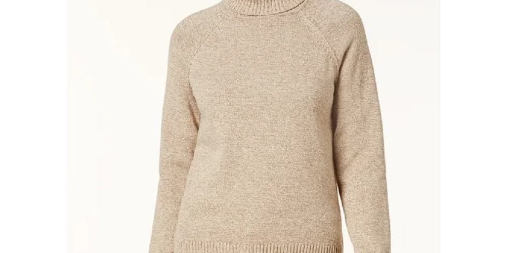 Karen Scott Women's Cotton Turtleneck Sweater Brown Size Petite Small