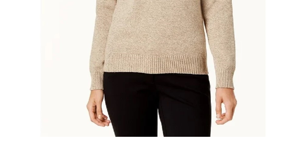 Karen Scott Women's Cotton Turtleneck Sweater Brown Size Petite Small