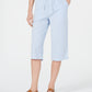 Karen Scott Women's Cotton Seersucker Capri Pants Blue Size X-Small