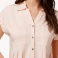 Style & Co Women's Pleated Cuffed-Sleeve Top  Pink Size Small