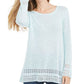 Style & Co Women's Pointelle Trim Marled Tunic Sweater Green Size Small