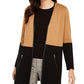 Charter Club Women's Milano Cotton Colorblocked Cardigan Brown/Black Size XX-Large