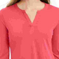 Charter Club Women's Supima Cotton Split Neck Top  Red Size Small