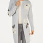 Style & Co Women's Embroidered Floral Jacquard Long Cardigan Gray Size XX-Large