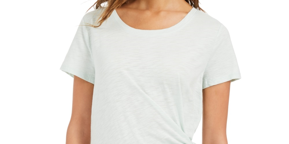 Style & Co Women's Side Tie Top Green Size Small