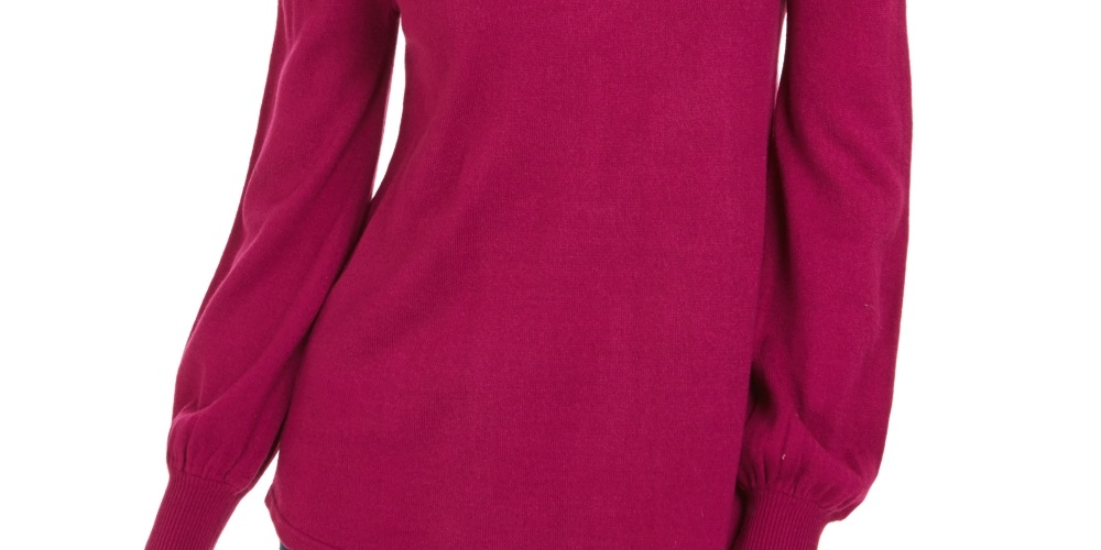 Style & Co Women's Mock Neck Keyhole Sweater Pink Size X-Small