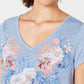 Style & Co Women's Graphic Print Top Blue Size PS