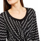 Alfani Women's Tie Printed Long Sleeve Scoop Neck Blouse Evening Top Black Size Petite Medium