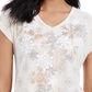 Style Co Women's Petite Snowflake Graphic Top Gray Size Petite Medium