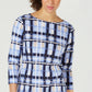 Charter Club Women's Cotton Plaid Boat Neck Top White Size Petite Small