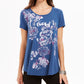 Style & Co Women's Graphic Dream Top Blue Size X-Small