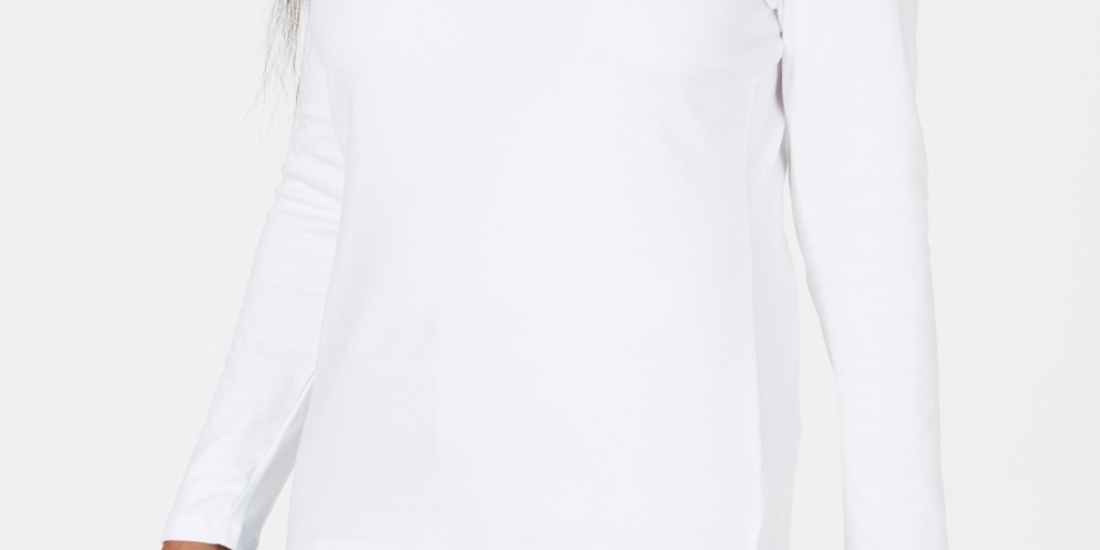 Karen Scott Women's Satin-Trim Scoop-Neck Top  White Size Medium