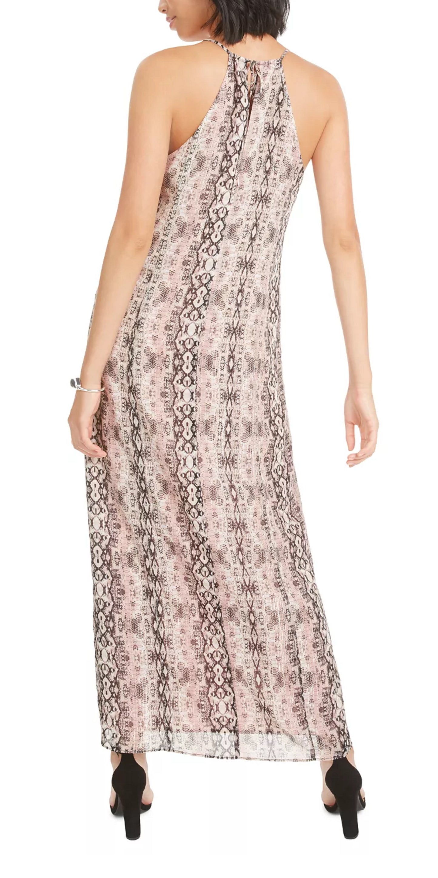Bar III Women's Snake Print Metallic Maxi Dress Pink Size 4