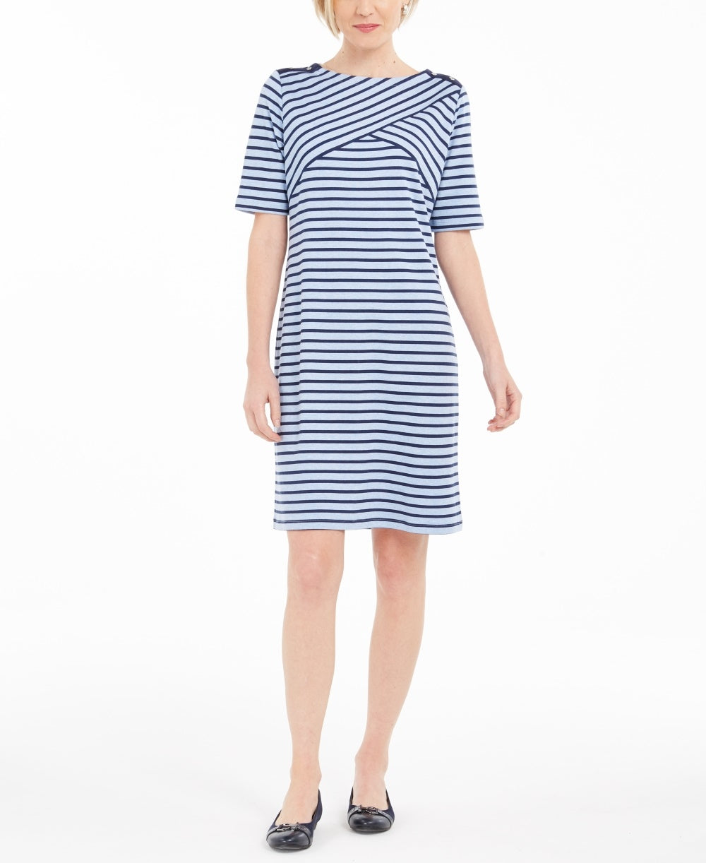 Karen Scott Women's Striped Shift Dress Blue Size Small