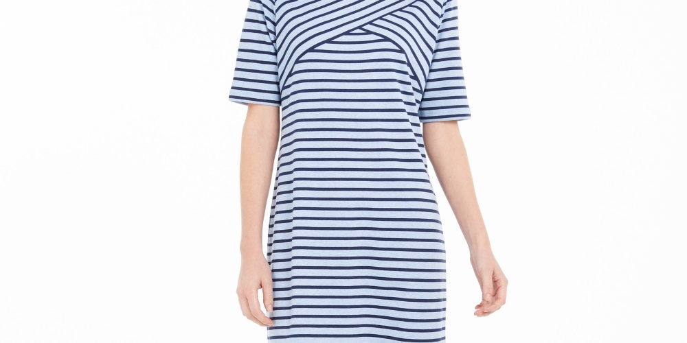 Karen Scott Women's Striped Shift Dress Blue Size Small
