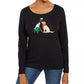 Karen Scott Women's Embellished Holiday Shirt Black Size PL