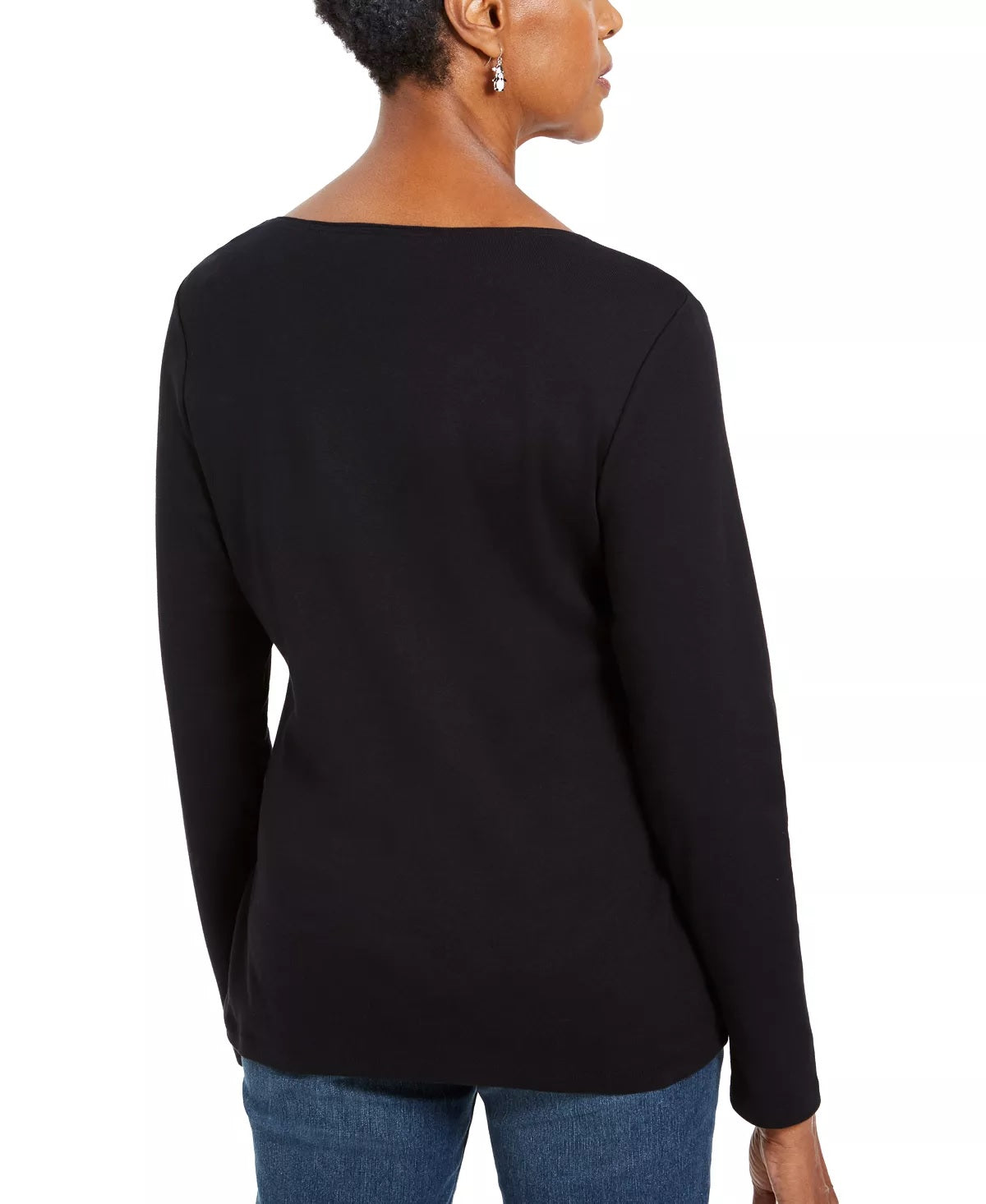 Karen Scott Women's Embellished Holiday Shirt Black Size PL