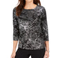 JM Collection Women's Jacquard Top Black Size X-Small