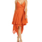 Thalia Sodi Women's Chain Strap Layered Hem Dress  Orange Size Large