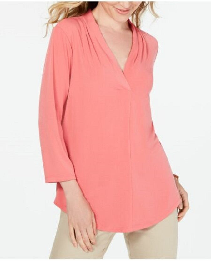 Charter Club Women's 3/4 Sleeve Top Pink Size Medium