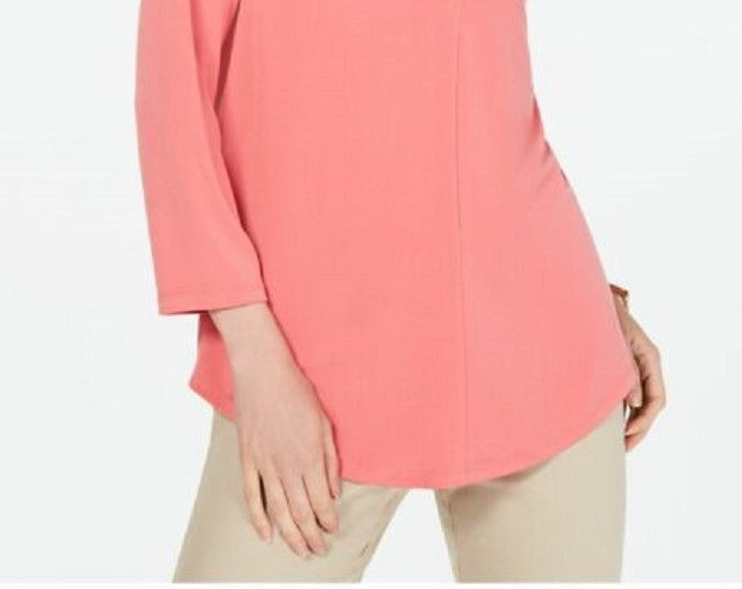 Charter Club Women's 3/4 Sleeve Top Pink Size Medium