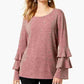 Style & Co Women's Tiered Sleeve Top Red Size Large