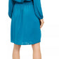 Alfani Women's Smocked Waist Cold Shoulder Dress Blue Size PXL
