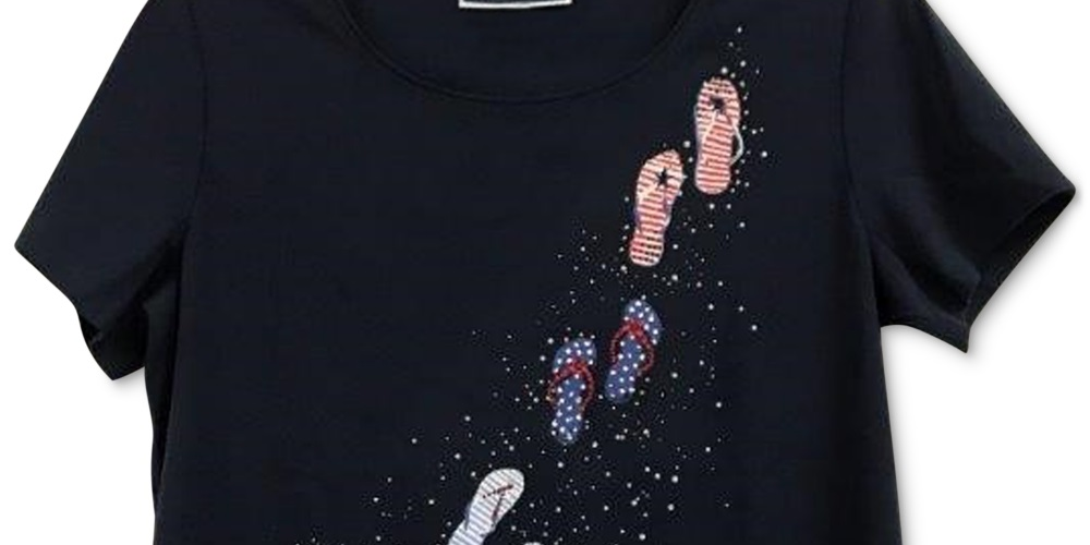 Karen Scott Women's Scoop Neck T-Shirt Blue Size Small