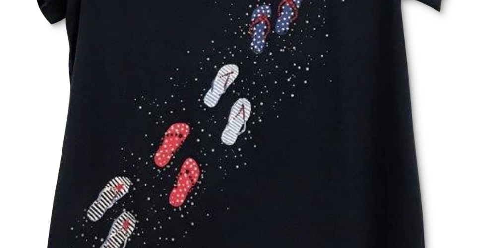 Karen Scott Women's Scoop Neck T-Shirt Blue Size Small