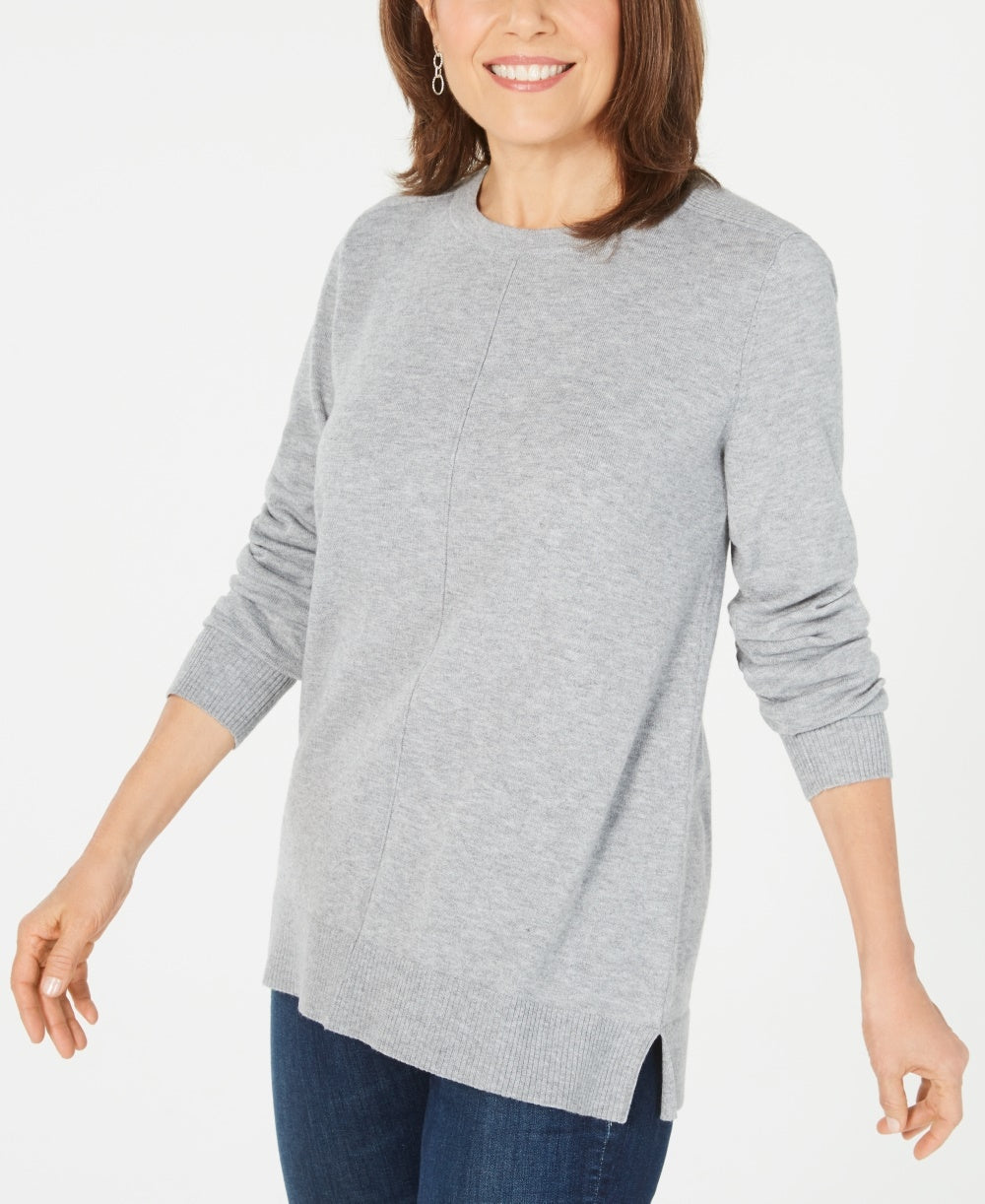 Karen Scott Women's Plush Front-Seam Sweater  Gray Size X-Large